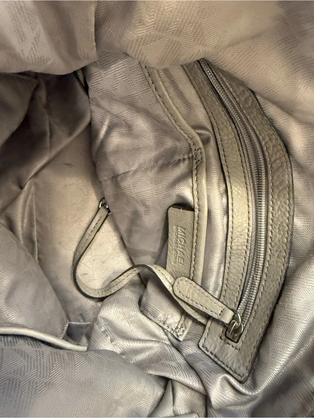 Michael Kors Pebbled Leather Shoulder Bag in Gray with Chain Strap